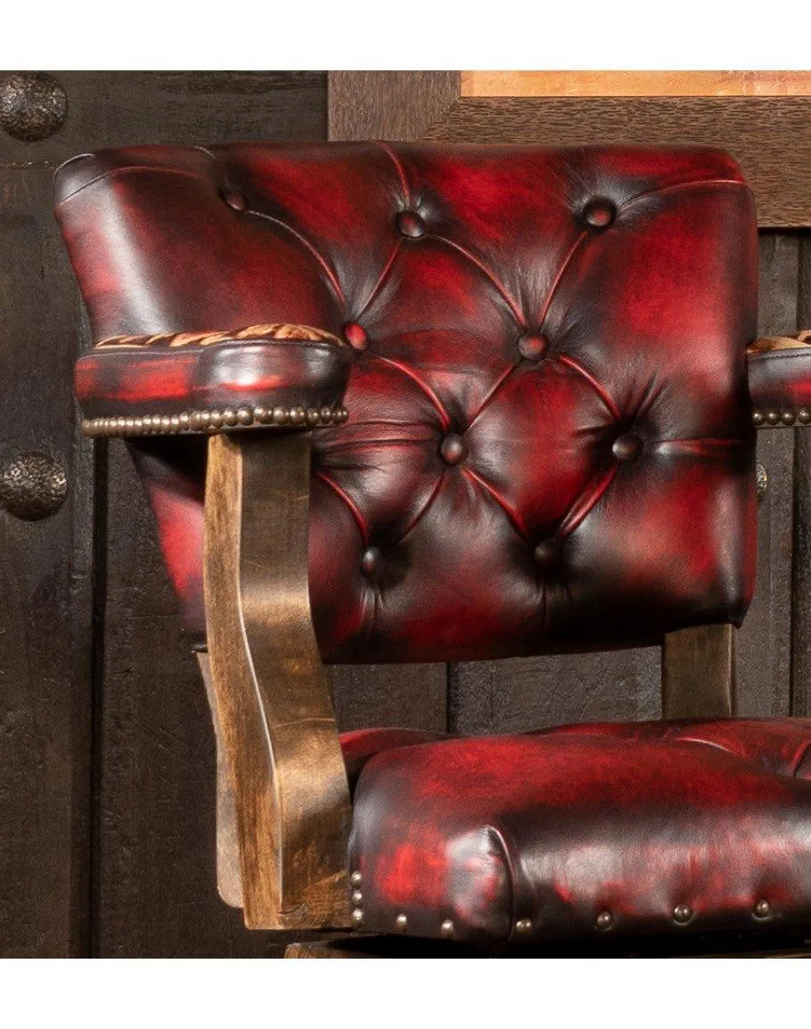 Burnished Red Leather Navajo Bar Chair