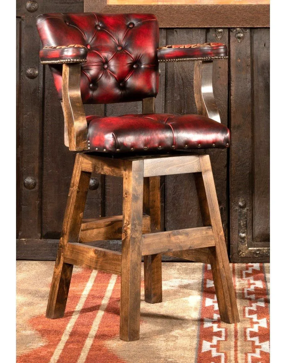 Burnished Red Leather Navajo Bar Chair