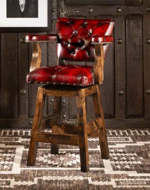 Burnished Red Leather Western Barstool gaming chair, computer chair