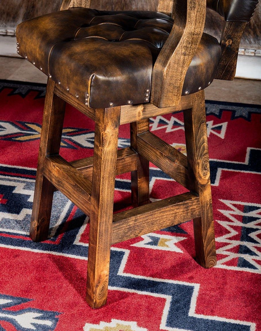Burnished Brown Leather Western Barstool
