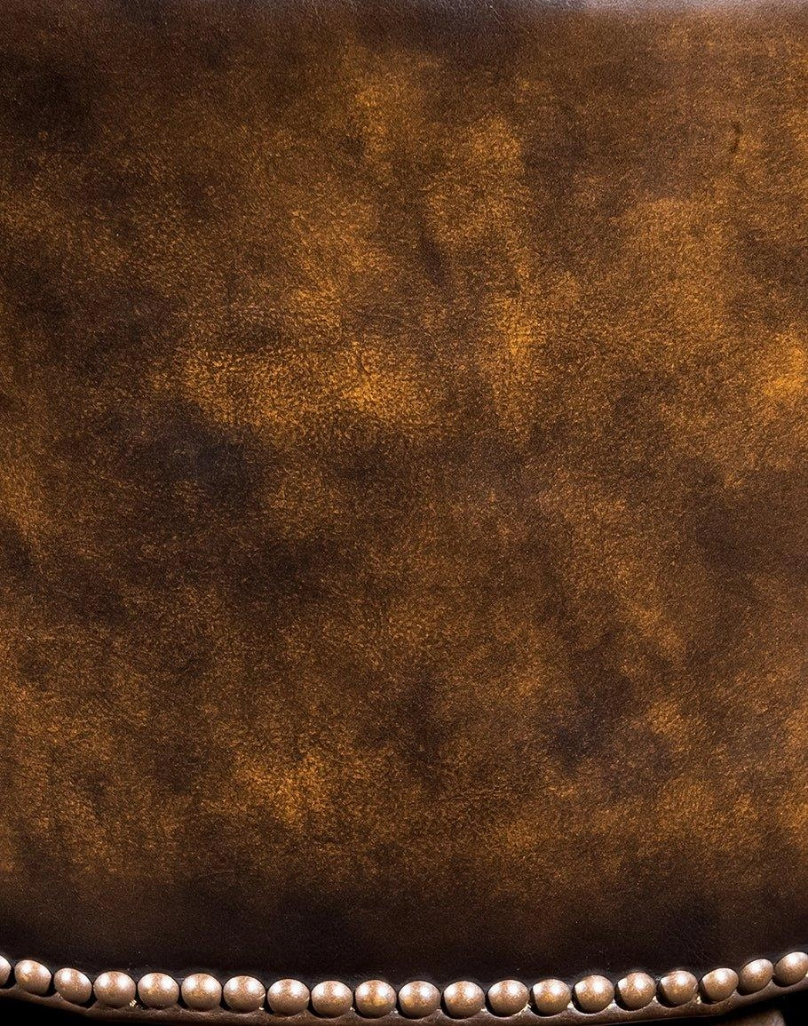 Burnished Brown Leather Western Barstool