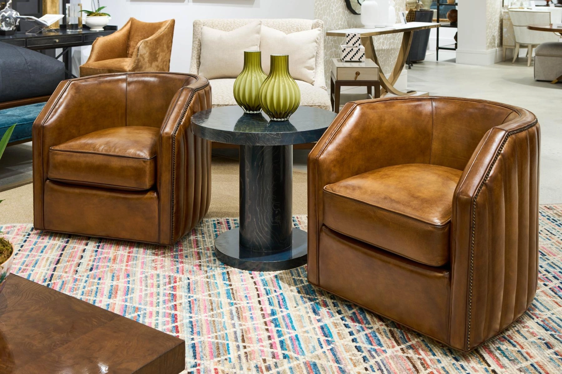 Burnished Leather Swivel Chair