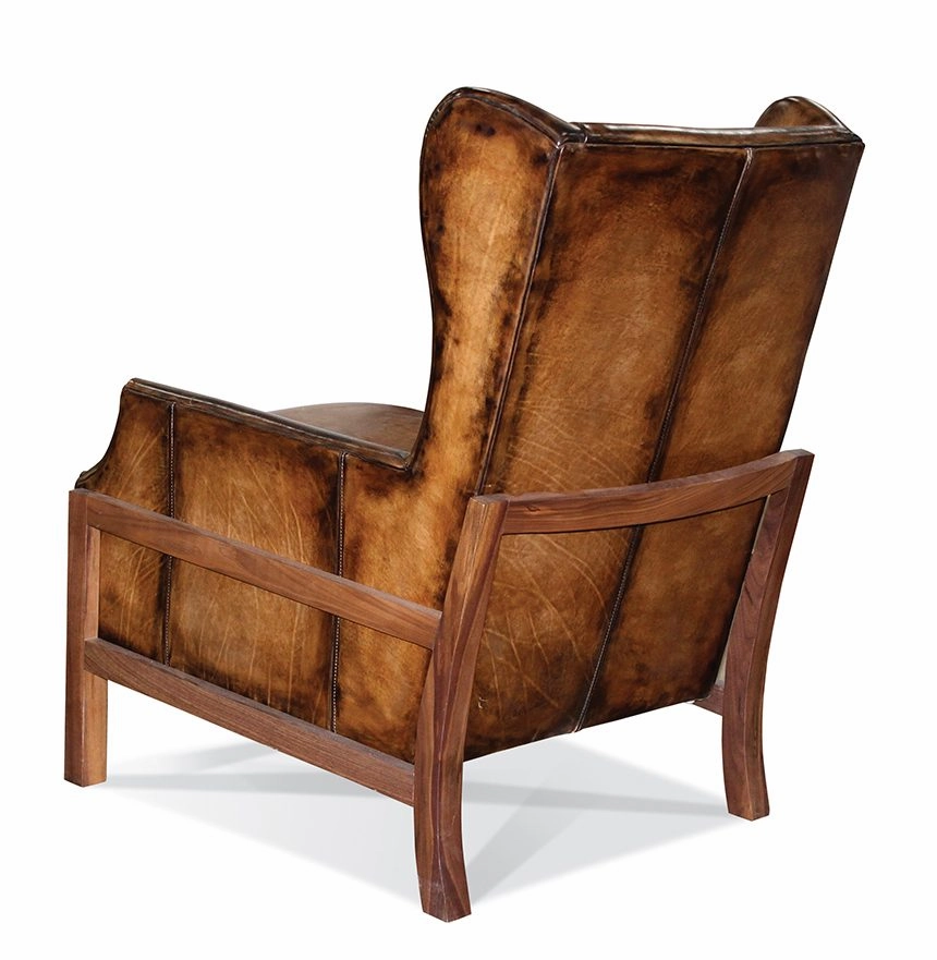 Burnished Leather Wingback Chair