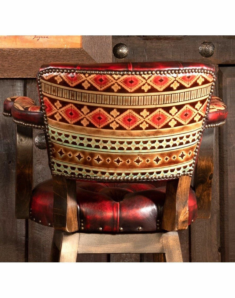 Burnished Red Leather Navajo Bar Chair