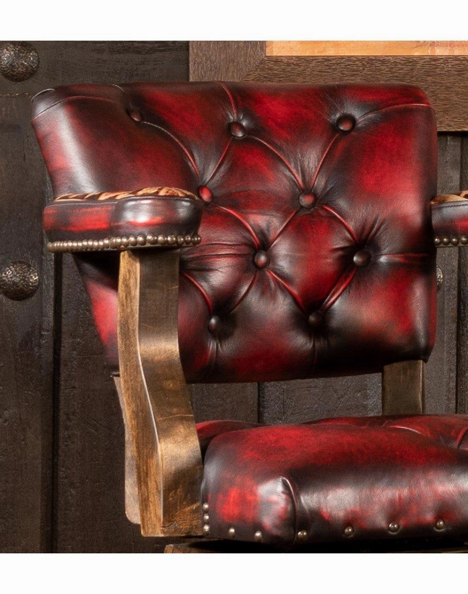 Burnished Red Leather Navajo Bar Chair