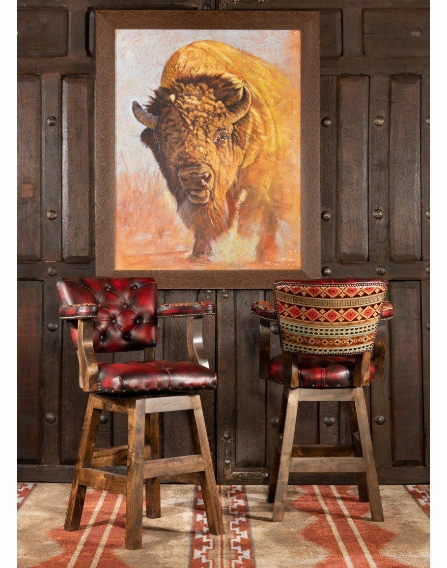 Burnished Red Leather Navajo Bar Chair