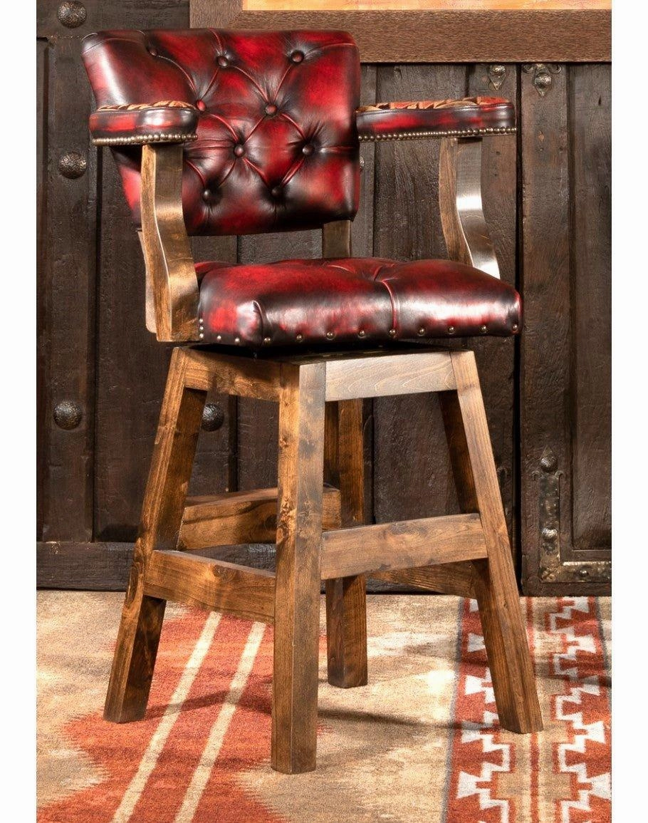 Burnished Red Leather Navajo Bar Chair