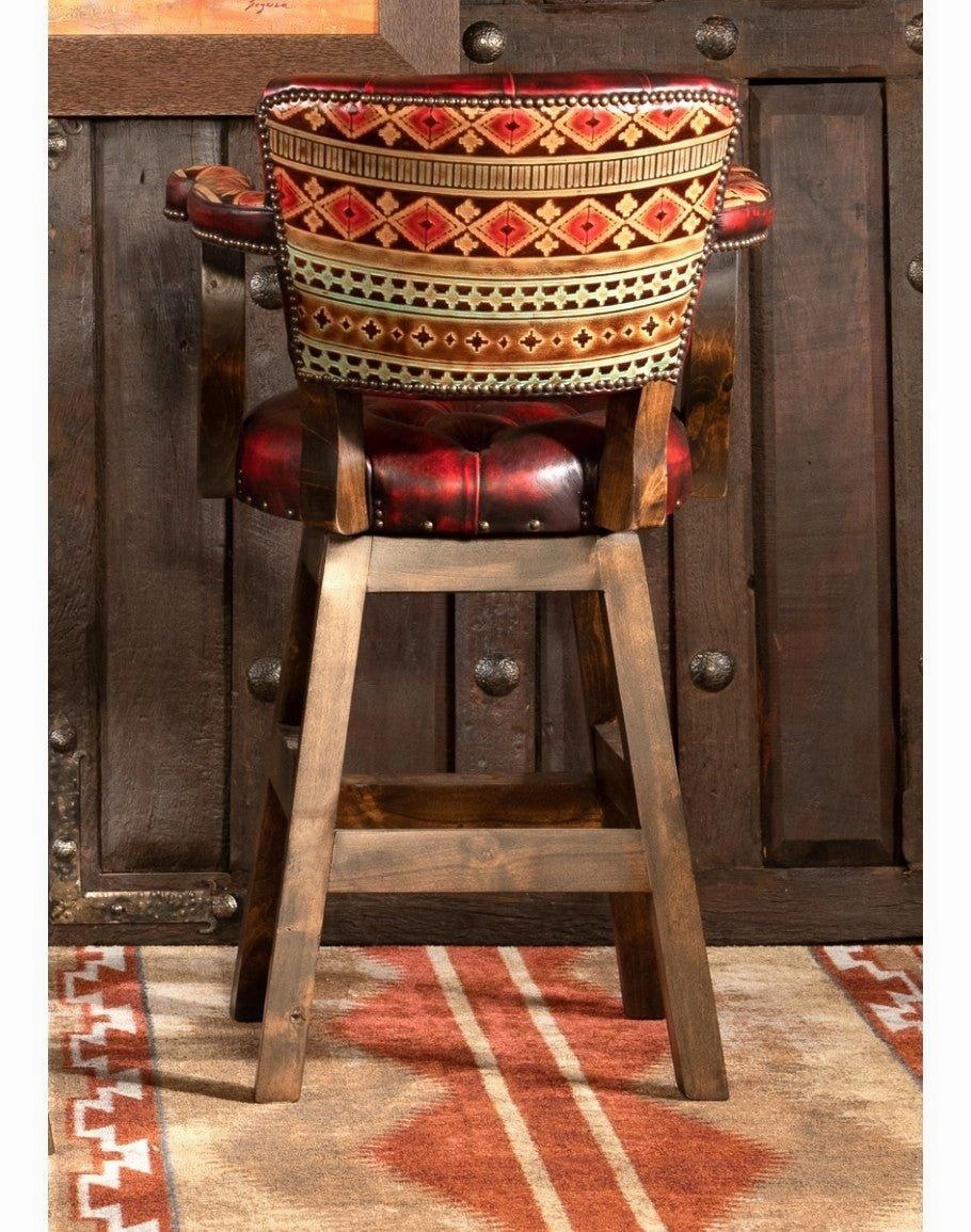 Burnished Red Leather Navajo Bar Chair