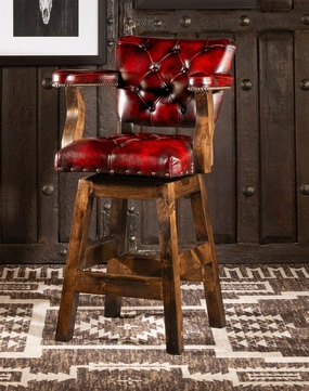 Burnished Red Leather Western Barstool glassware set, wine glass