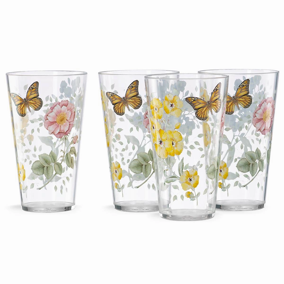Butterfly Meadow Acrylic Highball Glasses - Set Of 4