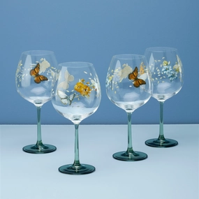 Butterfly Meadow Balloon Wine Glasses - Set Of 4