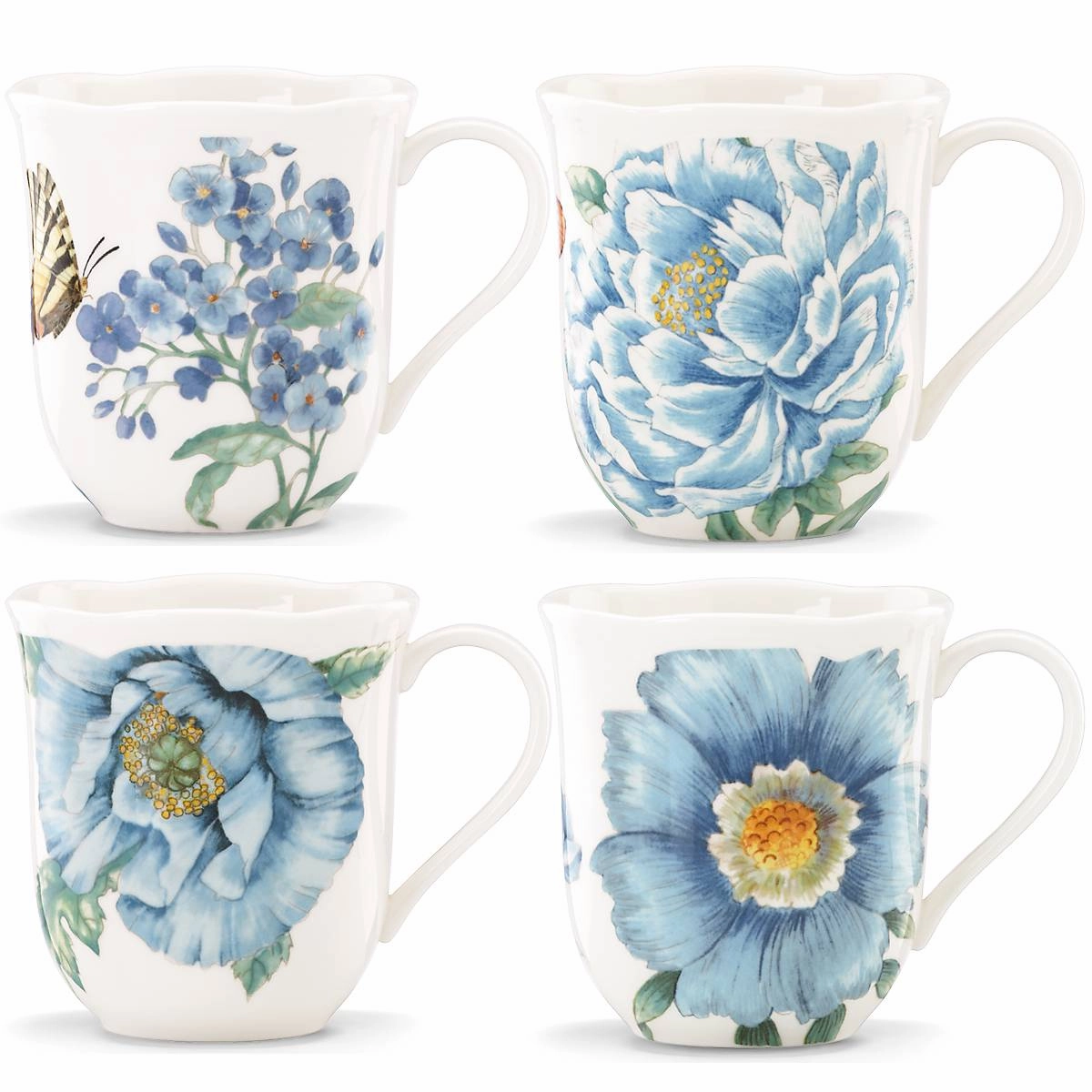 Butterfly Meadow Blue Mugs - Set of 4