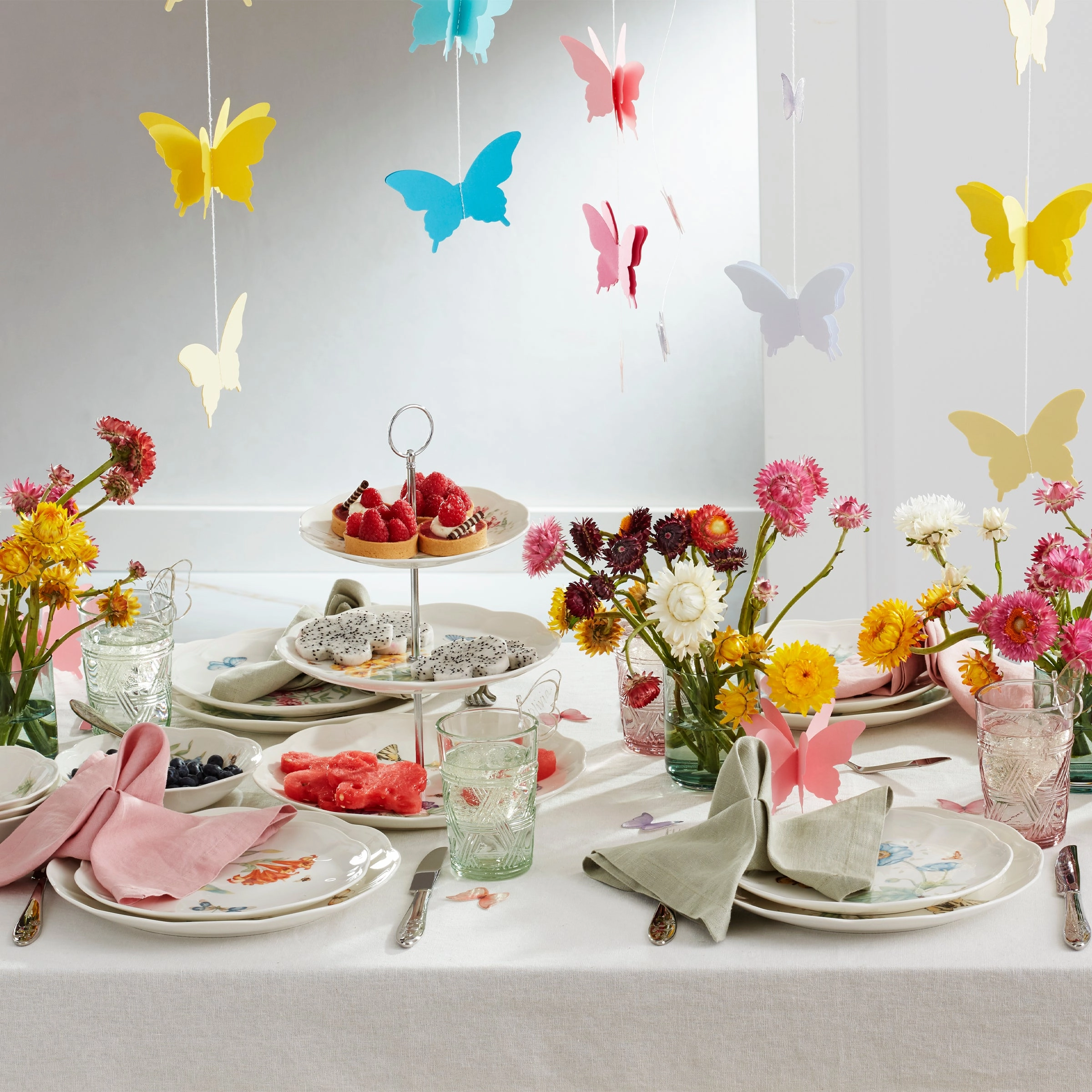 Butterfly Meadow Clear Tall Glasses - Set Of 4