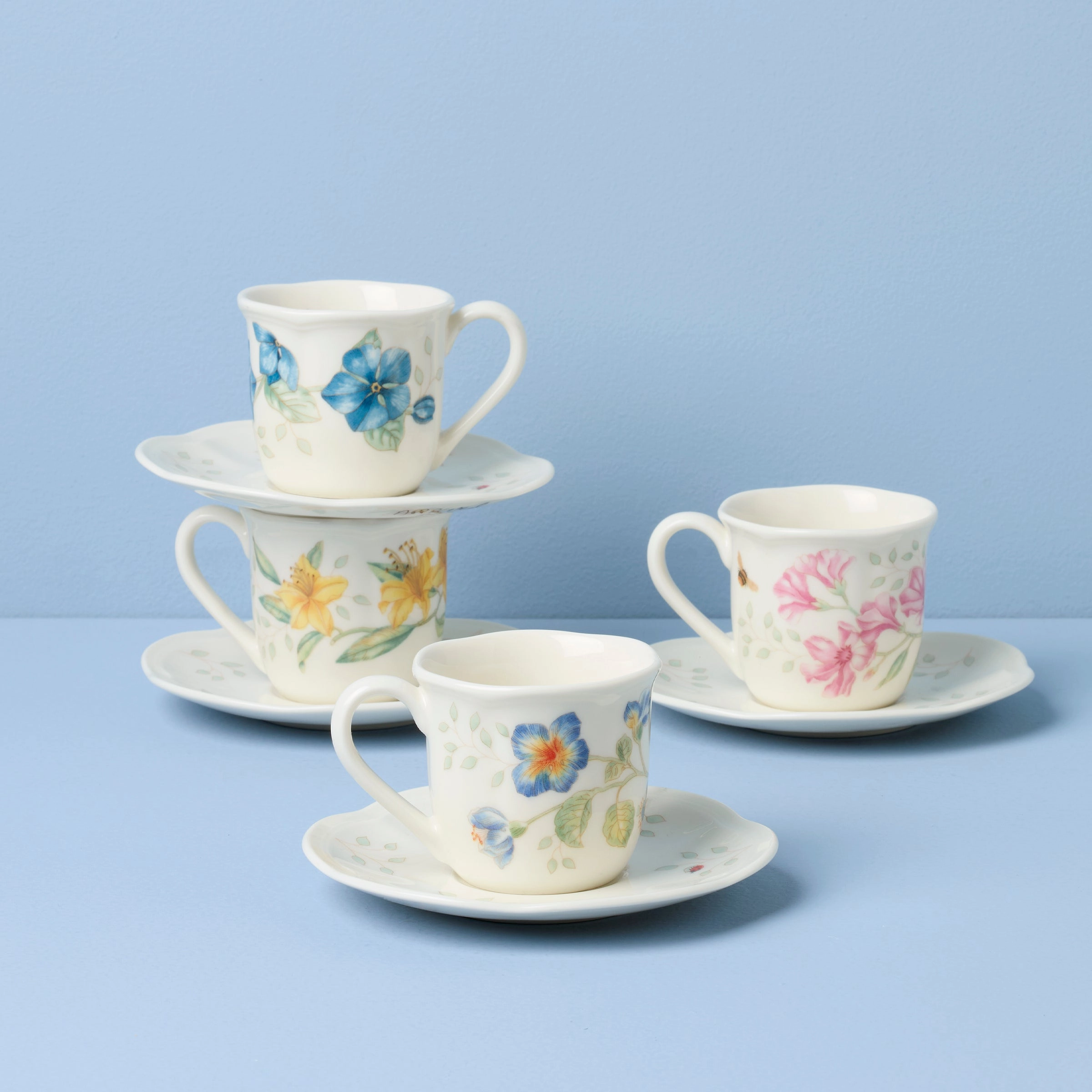 Butterfly Meadow Espresso Cup & Saucers - Set of 4