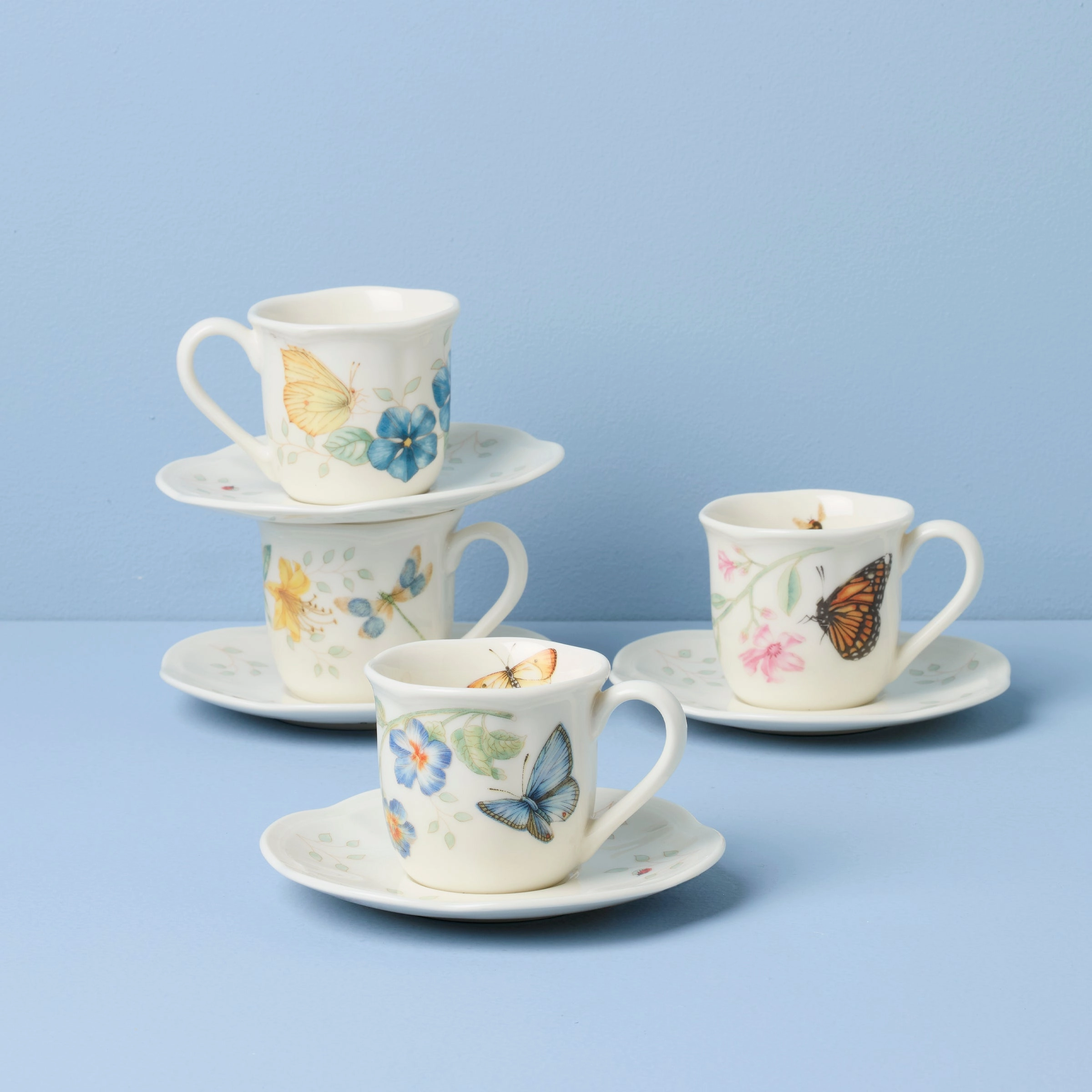 Butterfly Meadow Espresso Cup & Saucers - Set of 4
