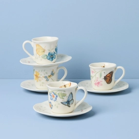 Butterfly Meadow Espresso Cup & Saucers - Set of 4