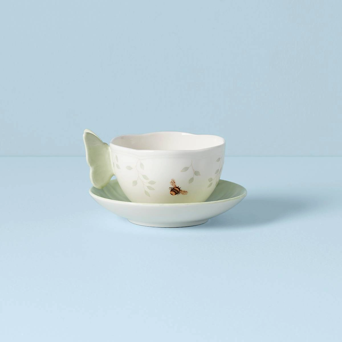Butterfly Meadow Floral Green Cup and Saucer
