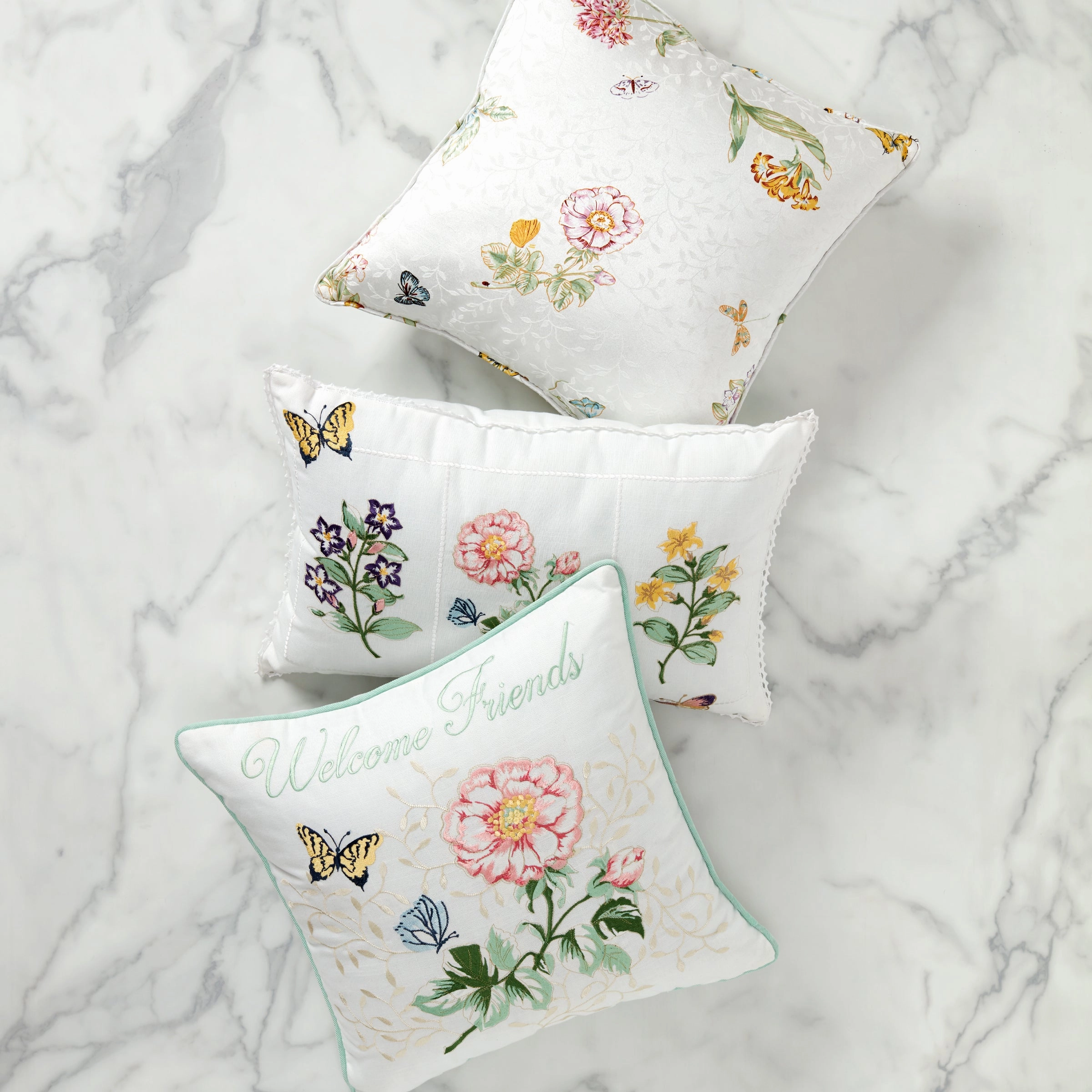 Butterfly Meadow Floral Study Pillow 14X20
