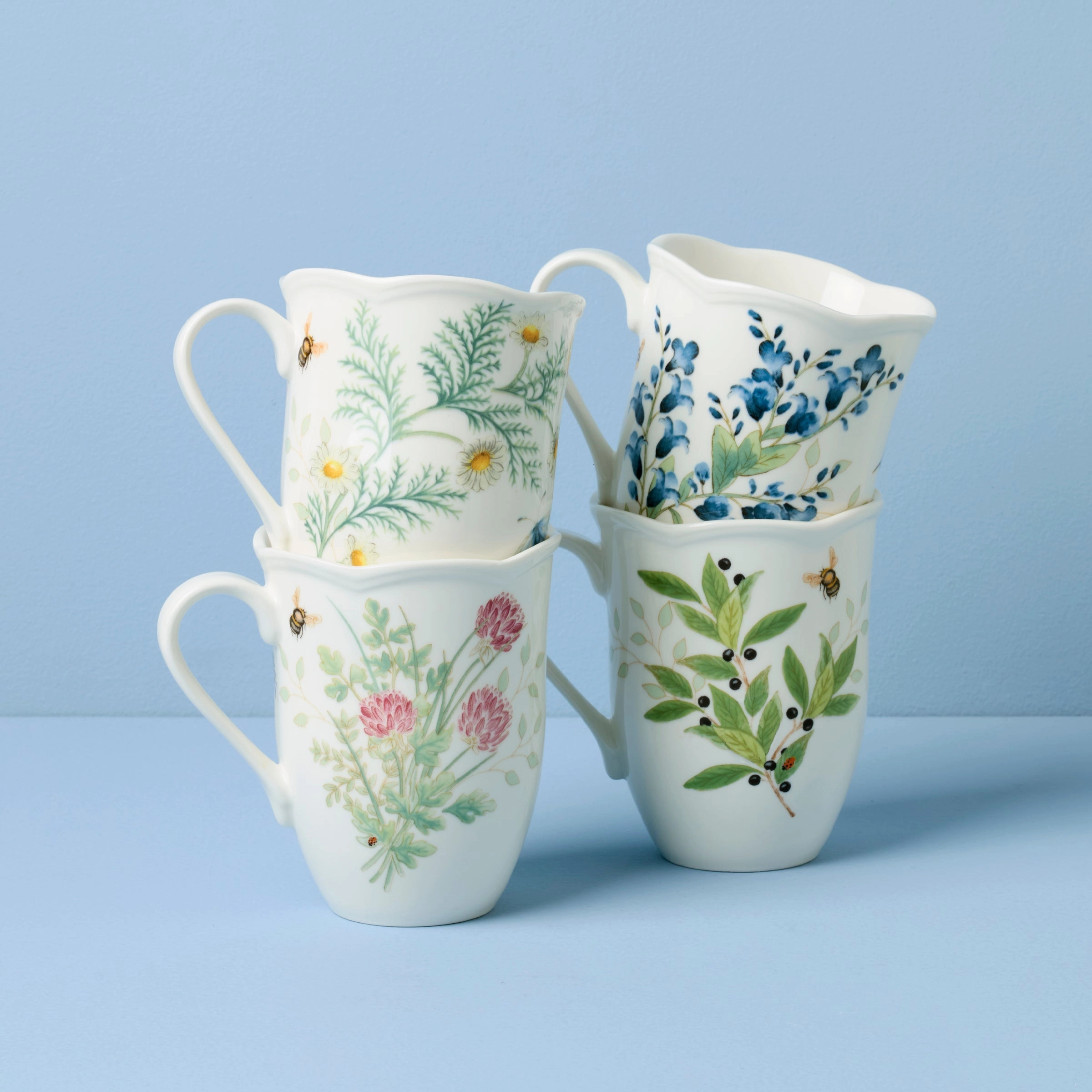 Butterfly Meadow Herbs Mugs - Set of 4
