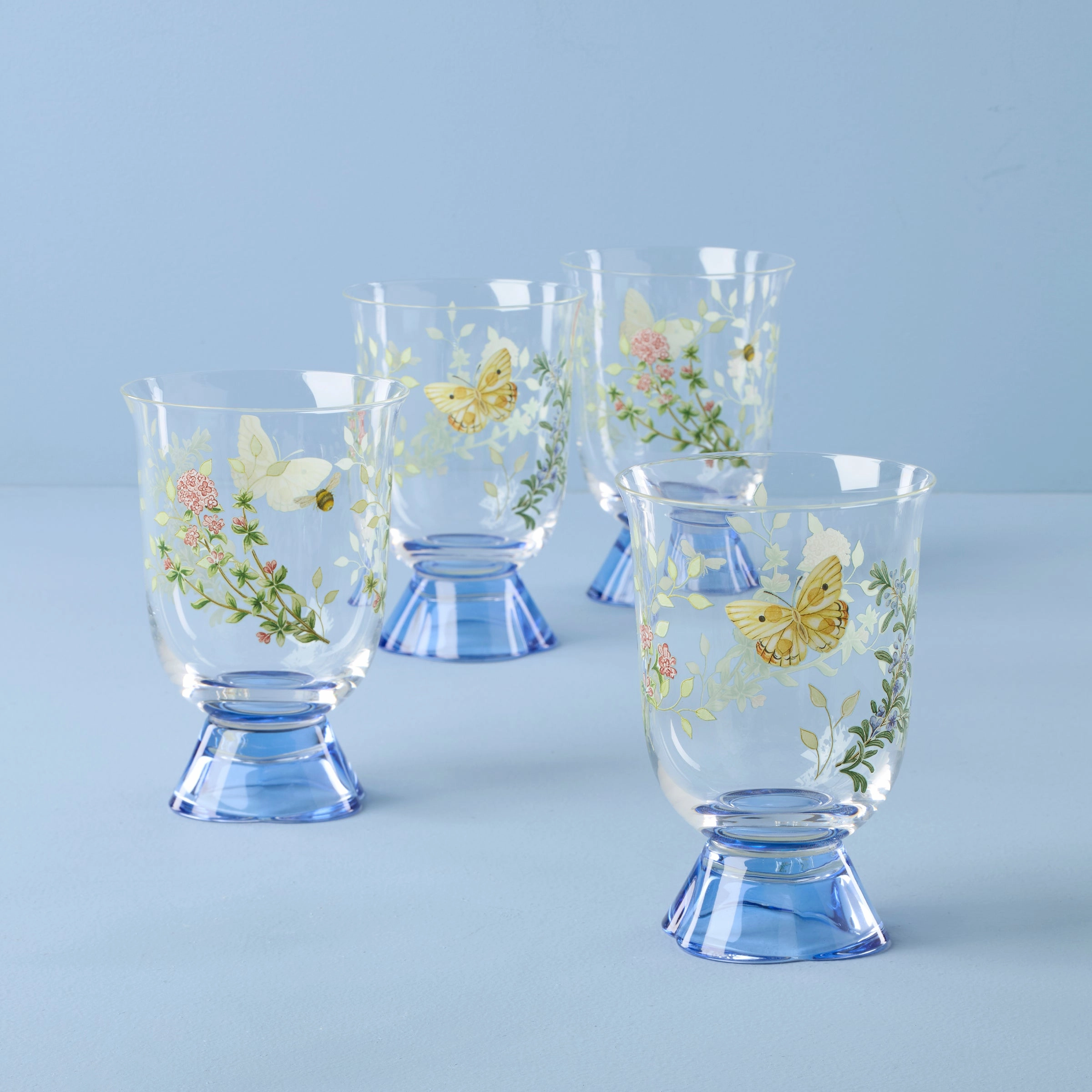 Butterfly Meadow Herbs Short Tumblers - Set Of 4