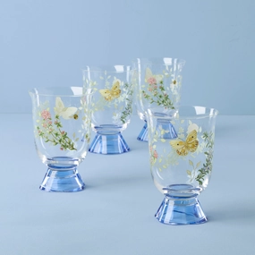 Butterfly Meadow Herbs Short Tumblers - Set Of 4