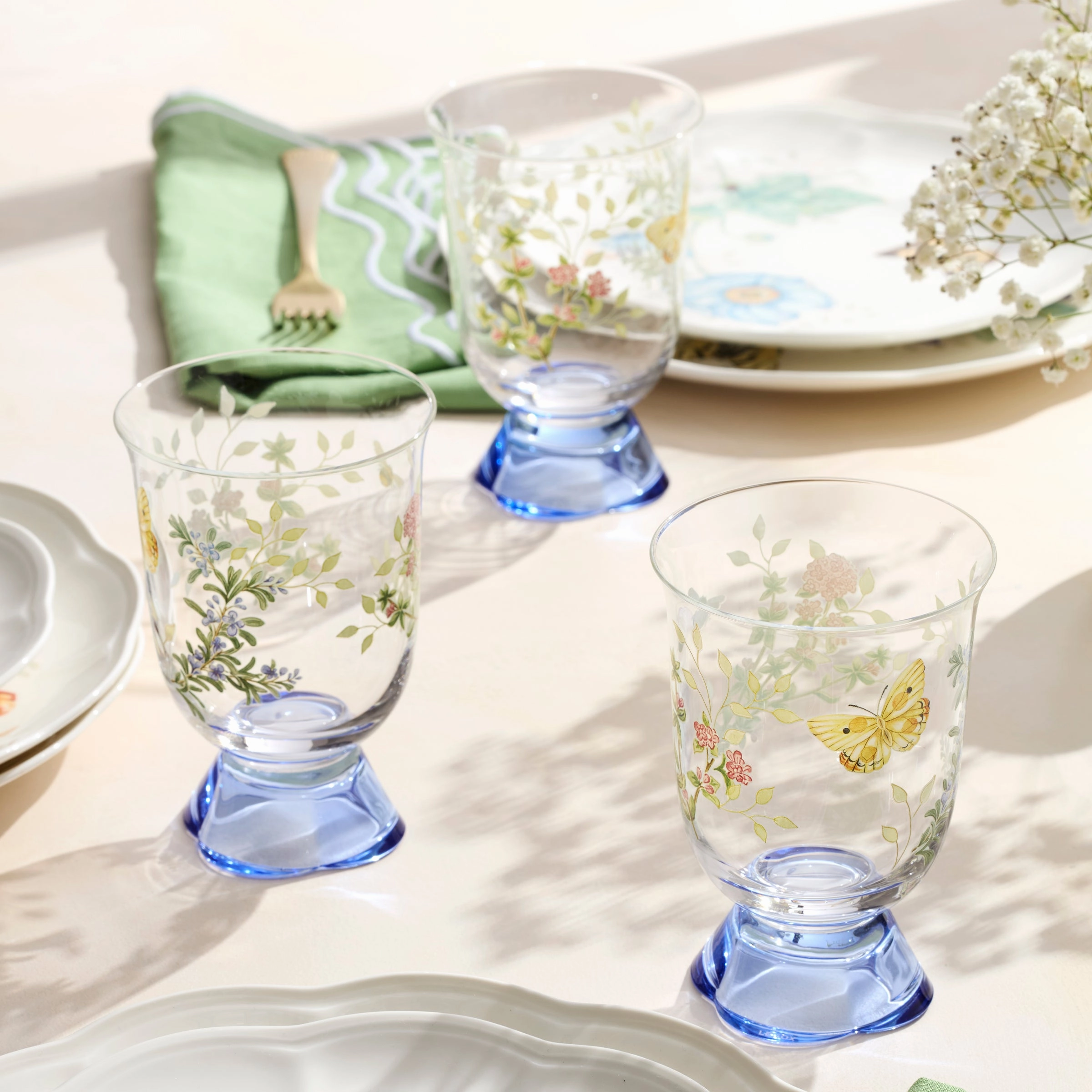 Butterfly Meadow Herbs Short Tumblers - Set Of 4