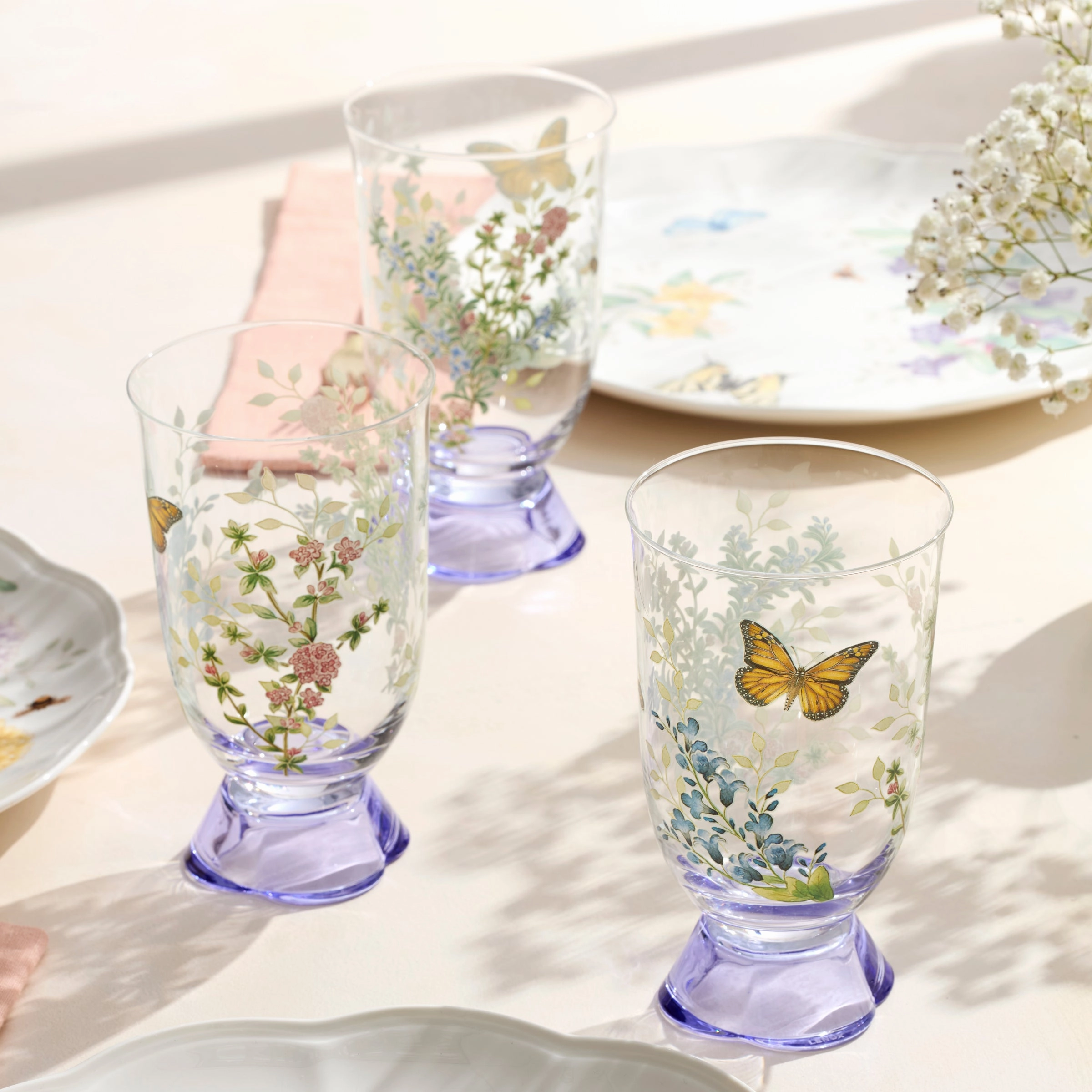 Butterfly Meadow Herbs Tall Tumblers - Set Of 4