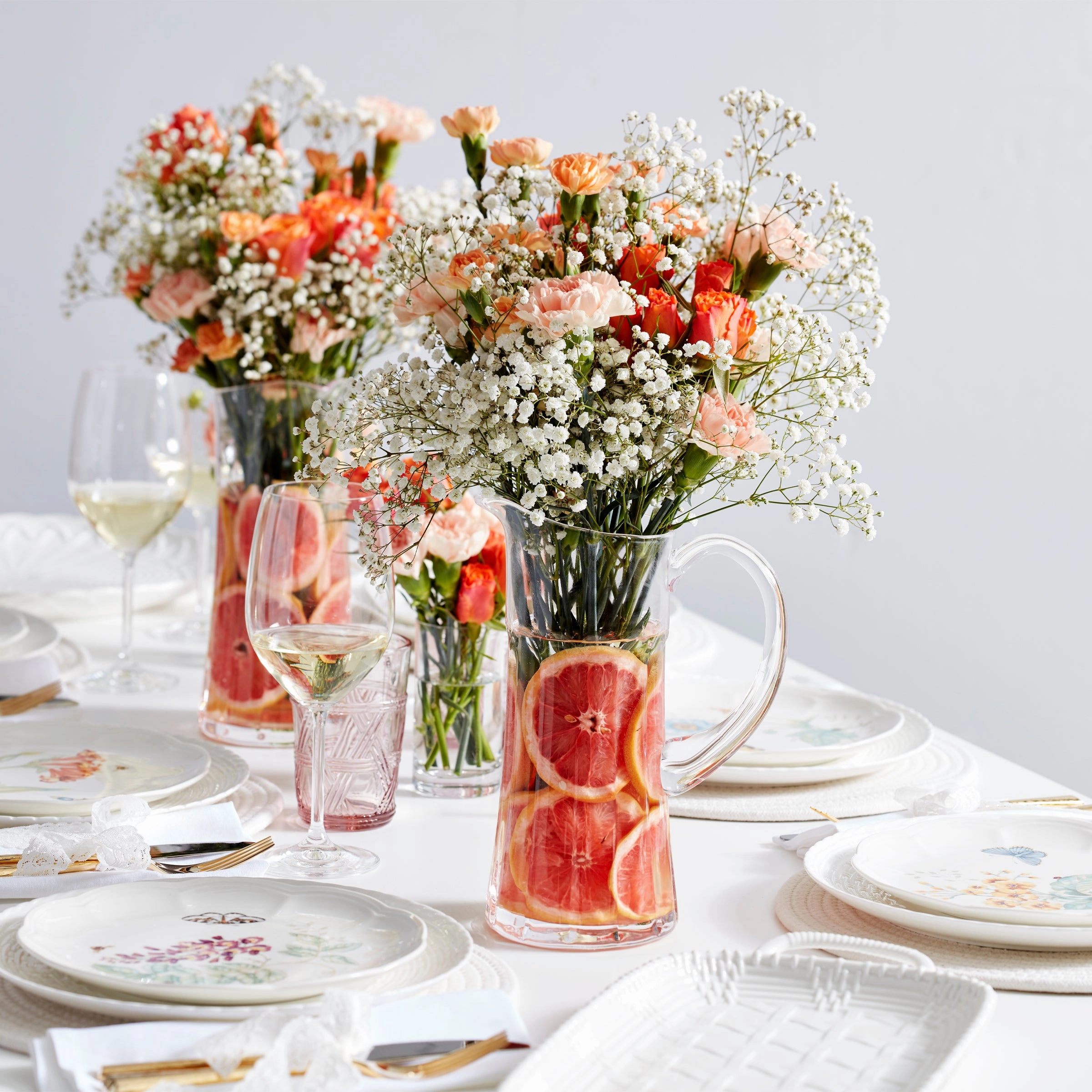 Butterfly Meadow Pink Tall Glasses - Set Of 4