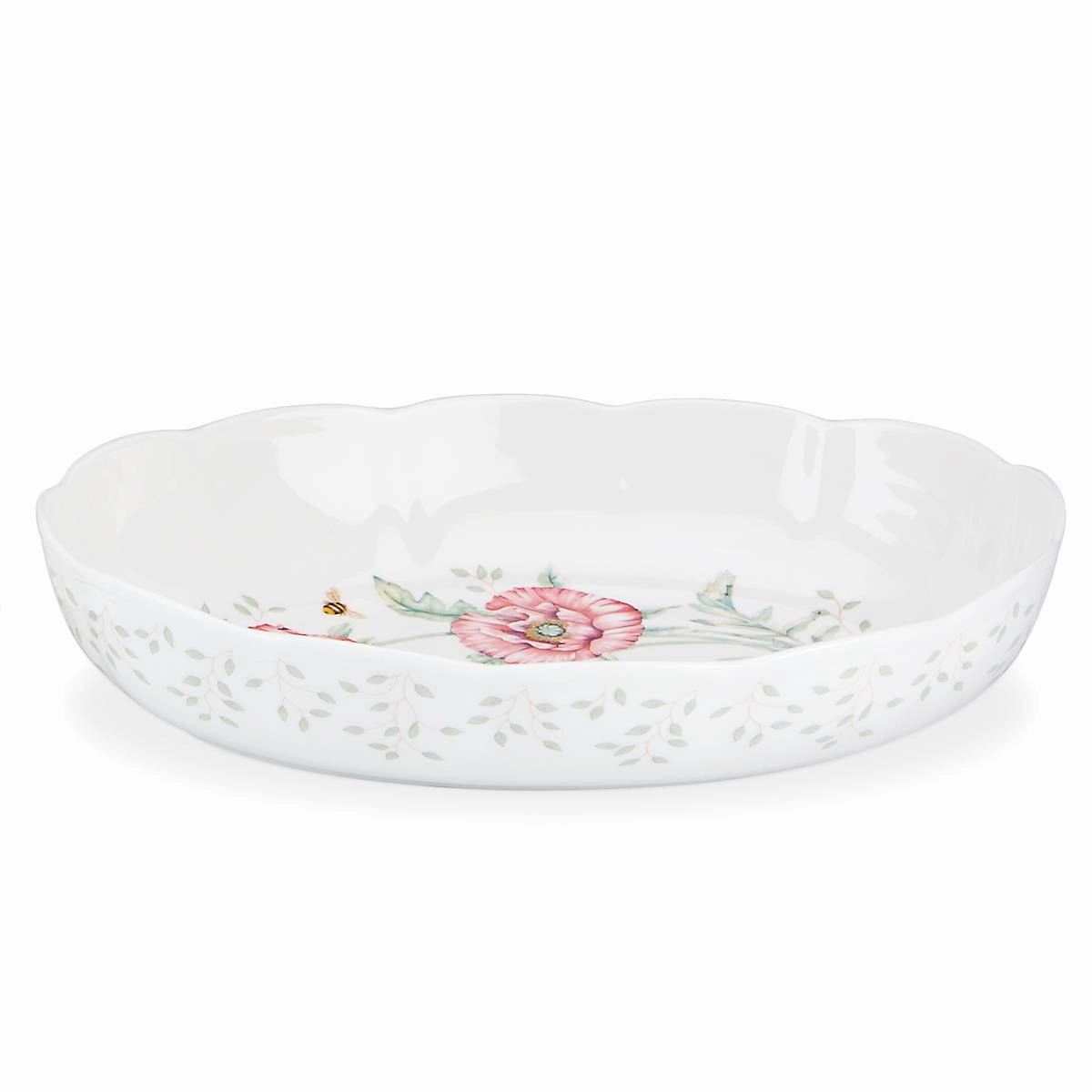 Butterfly Meadow Scalloped Oval Baker