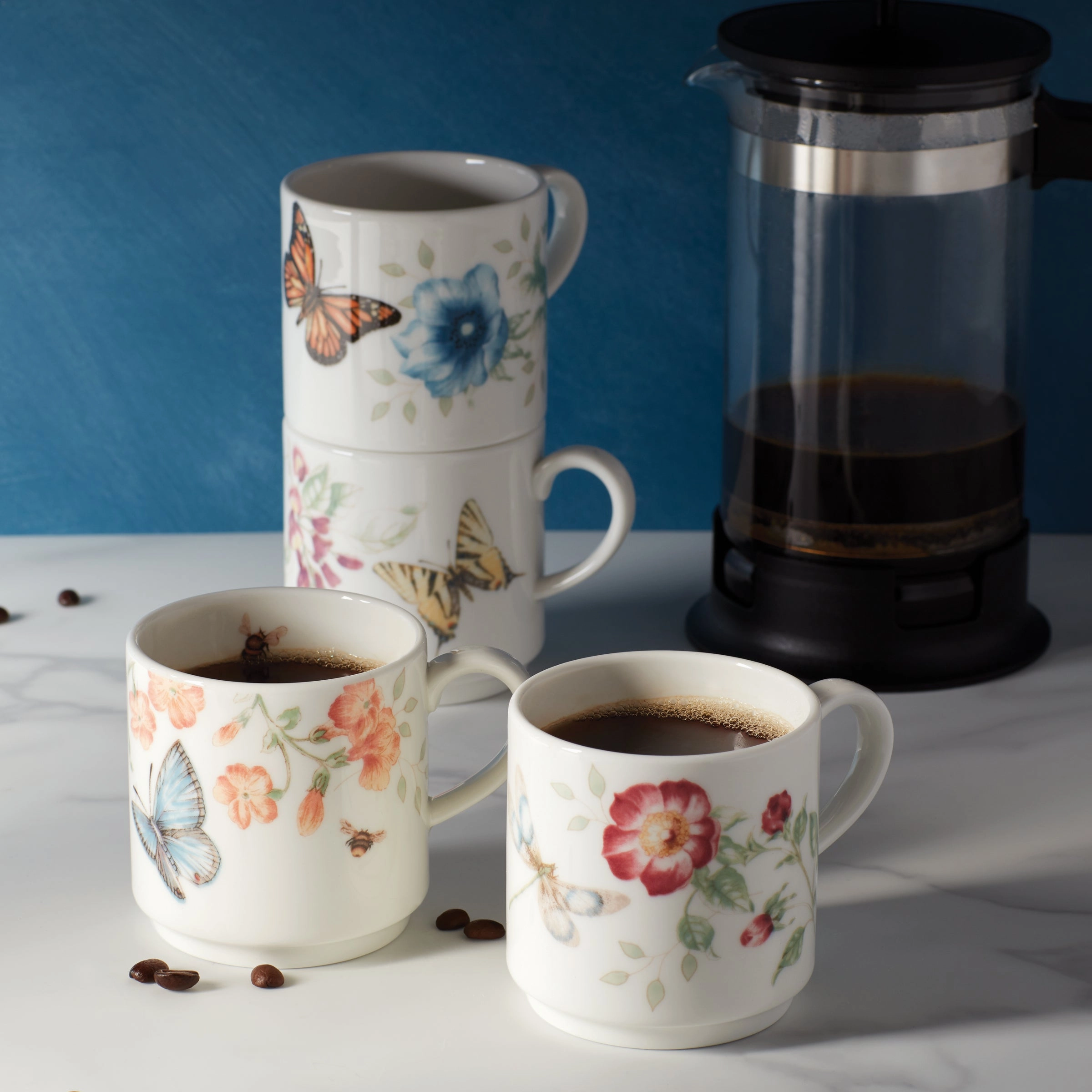 Butterfly Meadow Stacking Mugs - Set of 4