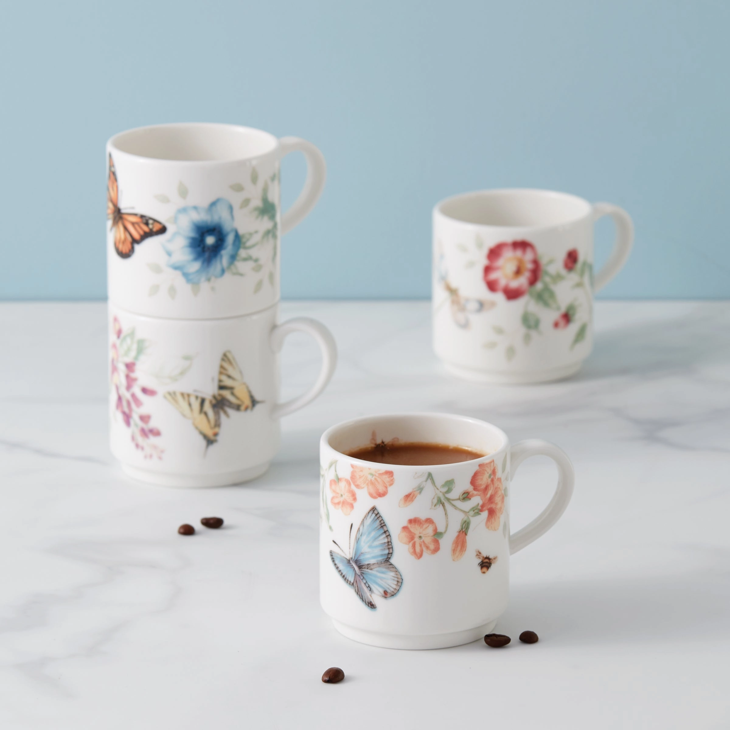 Butterfly Meadow Stacking Mugs - Set of 4