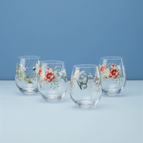 Butterfly Meadow Stemless Wine Glasses - Set Of 4