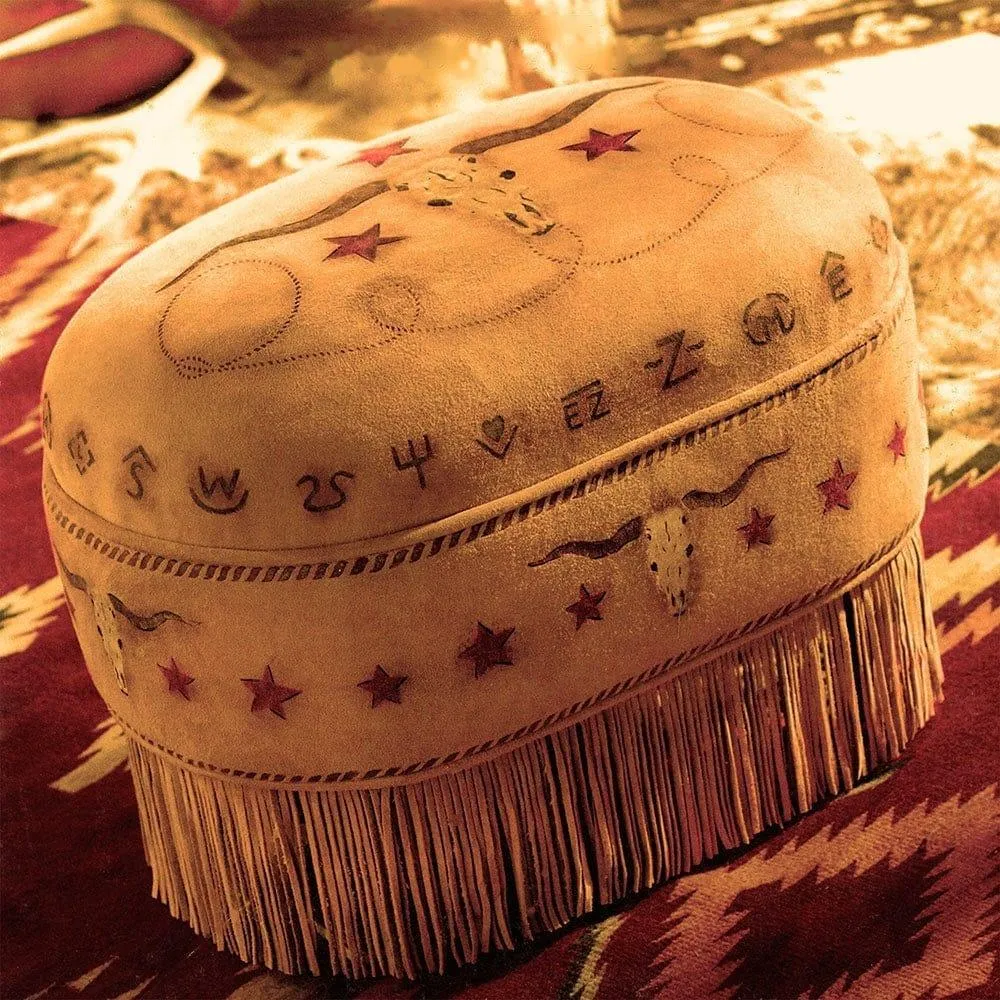 Butterscotch Deer Suede Ottoman