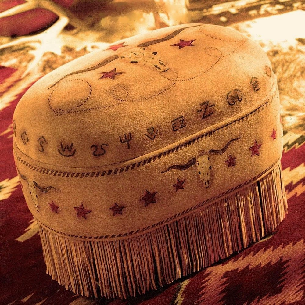 Butterscotch Deer Suede Ottoman