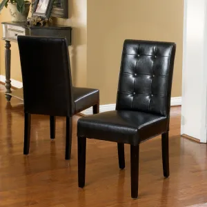 Button Tufted Black Bonded Leather Dining Chairs (Set of 2) - NH496732 dining table set, 6-piece dining set