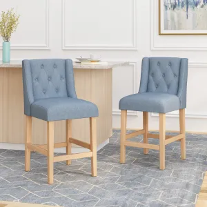 Button Tufted Fabric Wingback Counterstool (Set of 2) - NH792113 bar stool, counter stool