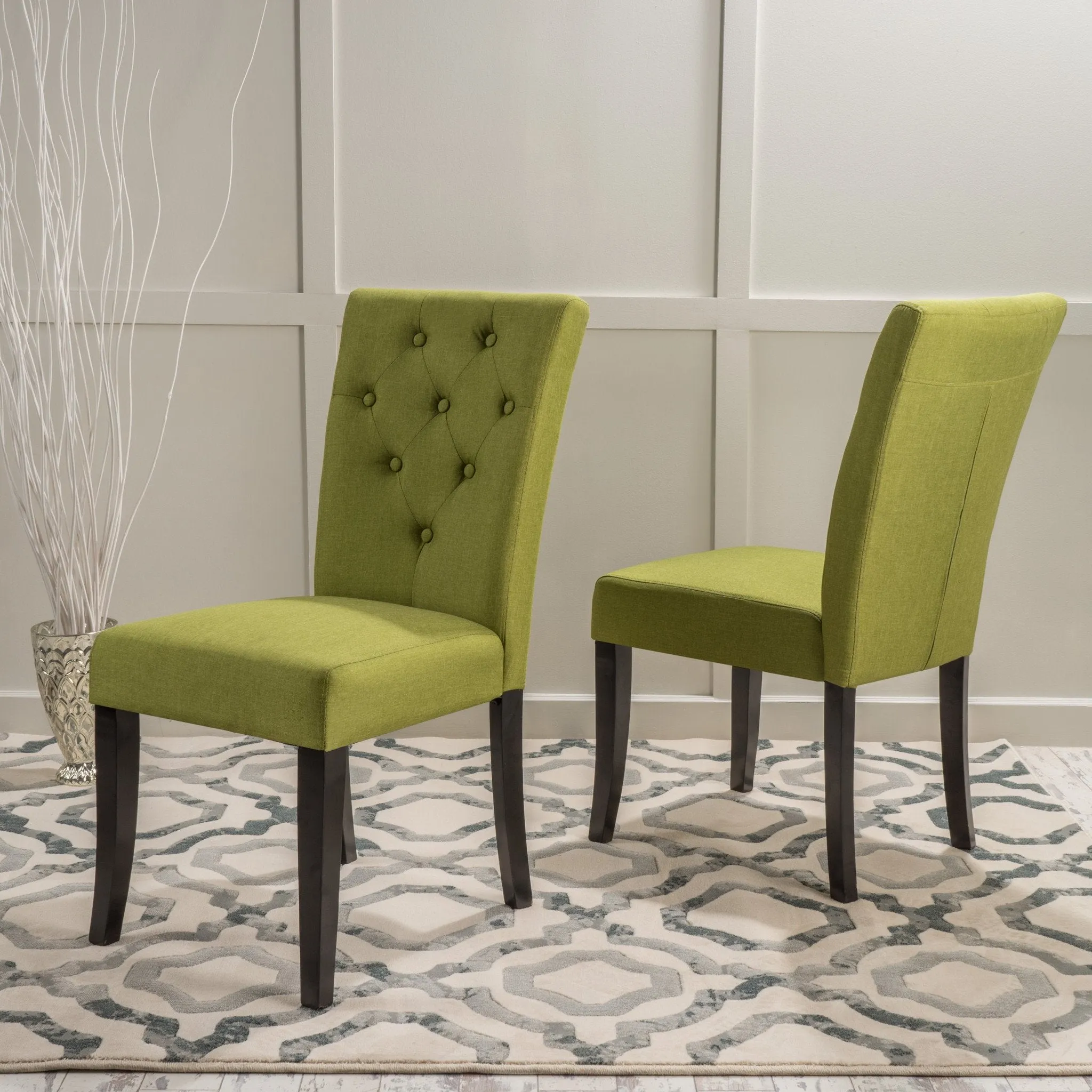 Button Tufted Green Fabric Dining Chairs (Set of 2) - NH393892 dining table set, 6-piece dining set