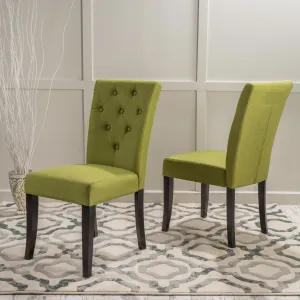Button Tufted Green Fabric Dining Chairs (Set of 2) - NH393892 dining table set, 6-piece dining set