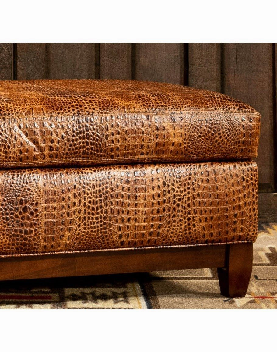 Caden Croc Leather Ottoman