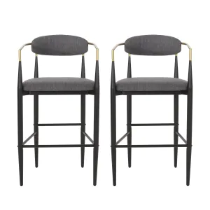Camas Modern Fabric Upholstered Iron 30 Inch Barstools, Set of 2 bar stool, counter stool