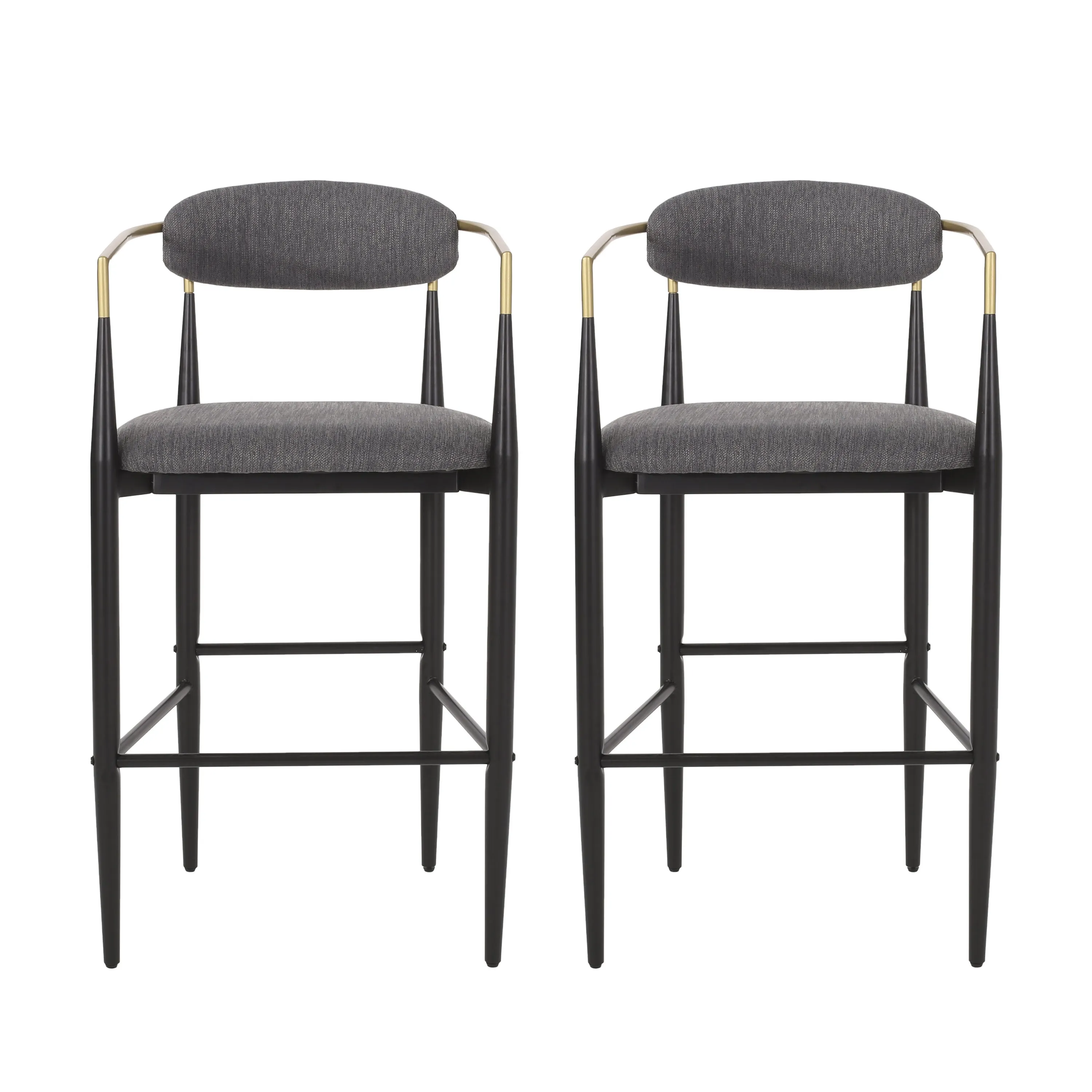 Camas Modern Fabric Upholstered Iron 30 Inch Barstools, Set of 2 bar stool, counter stool