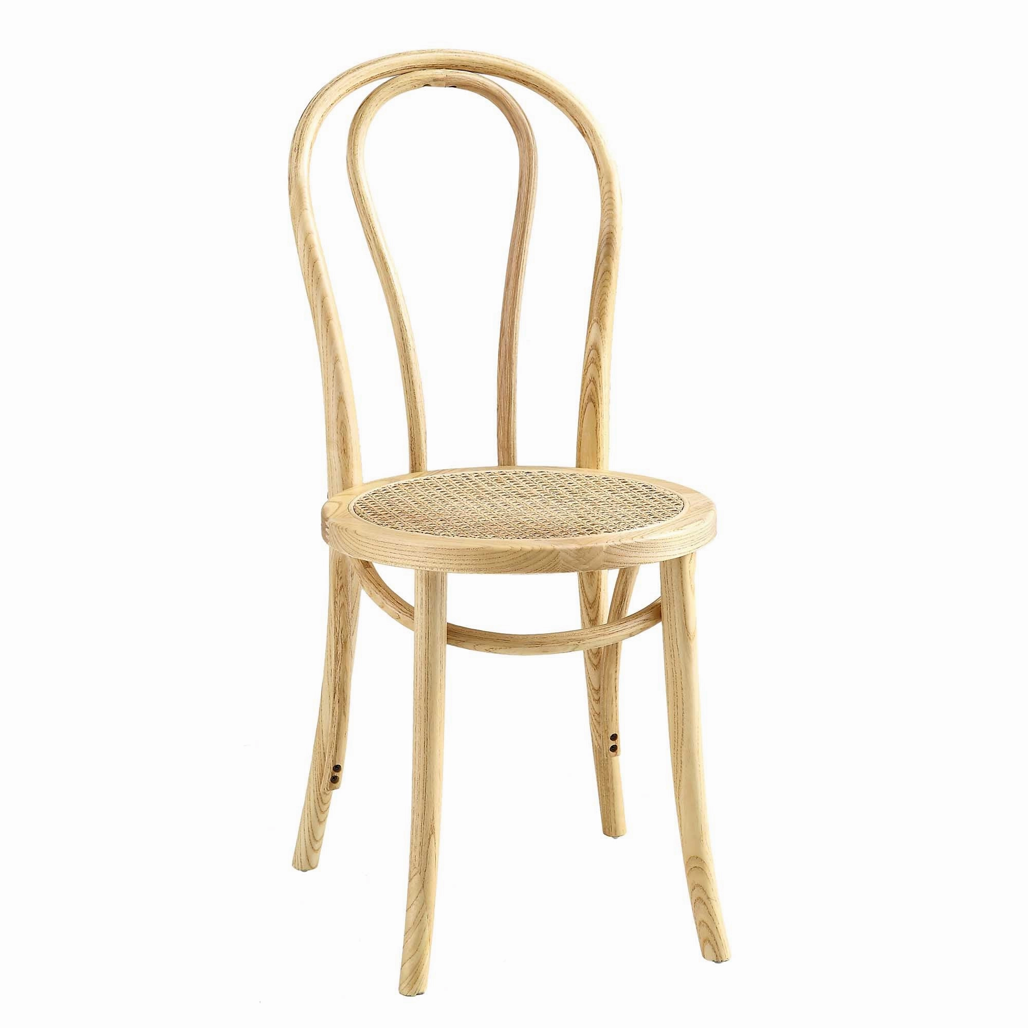 Camille Elm Wood and Rattan Bentwood Dining Chair, Natural