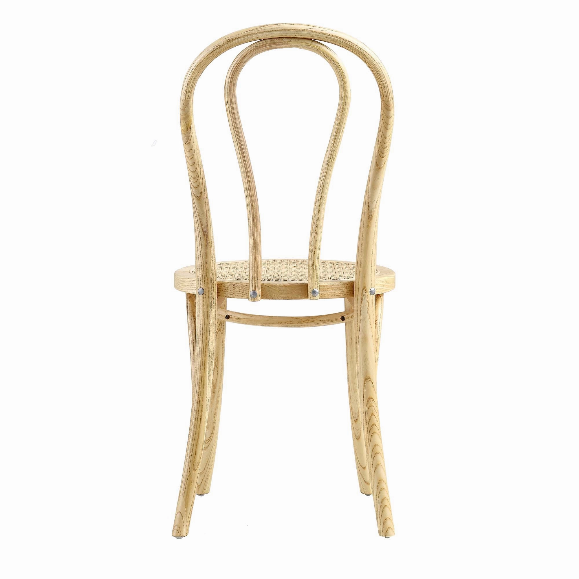Camille Elm Wood and Rattan Bentwood Dining Chair, Natural