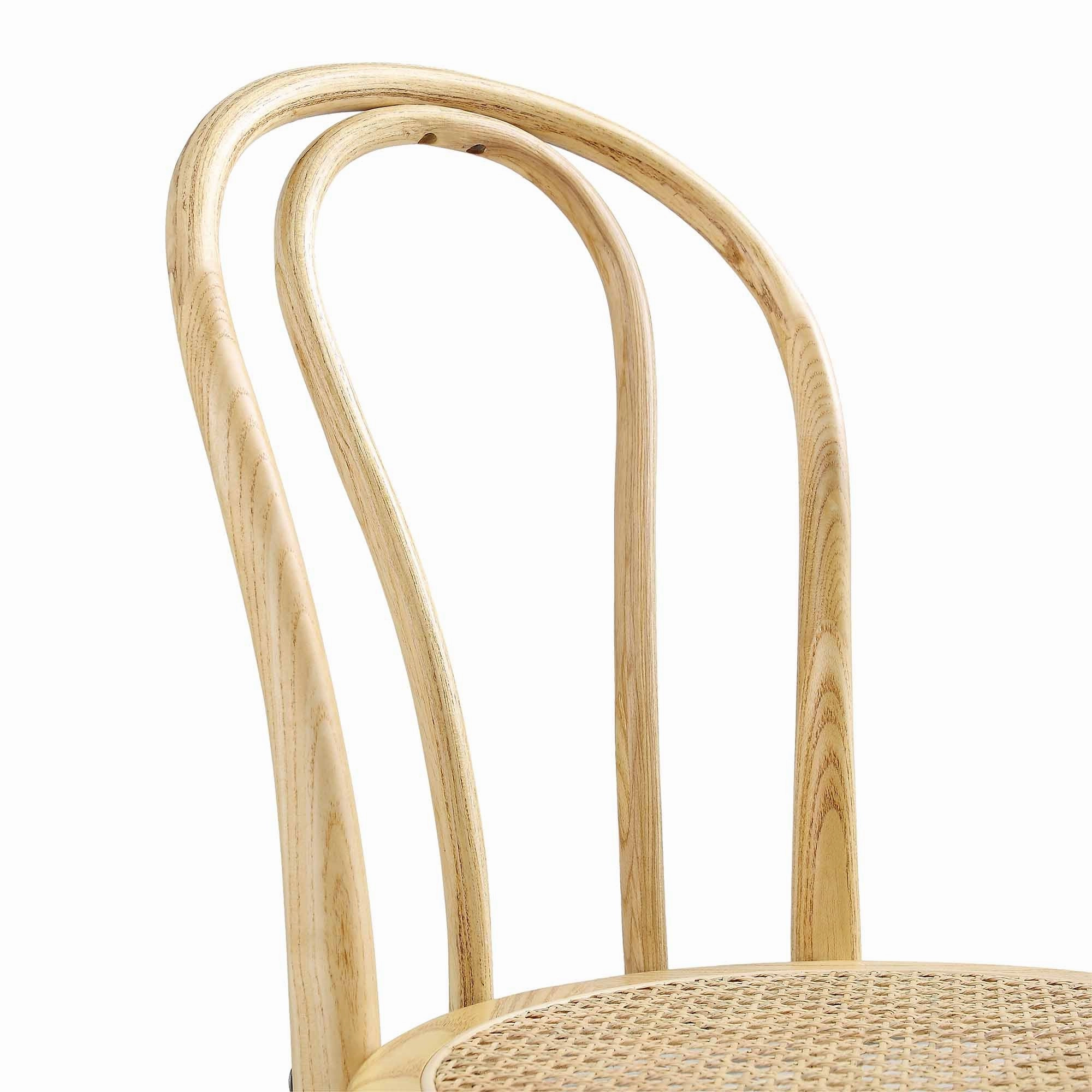Camille Elm Wood and Rattan Bentwood Dining Chair, Natural