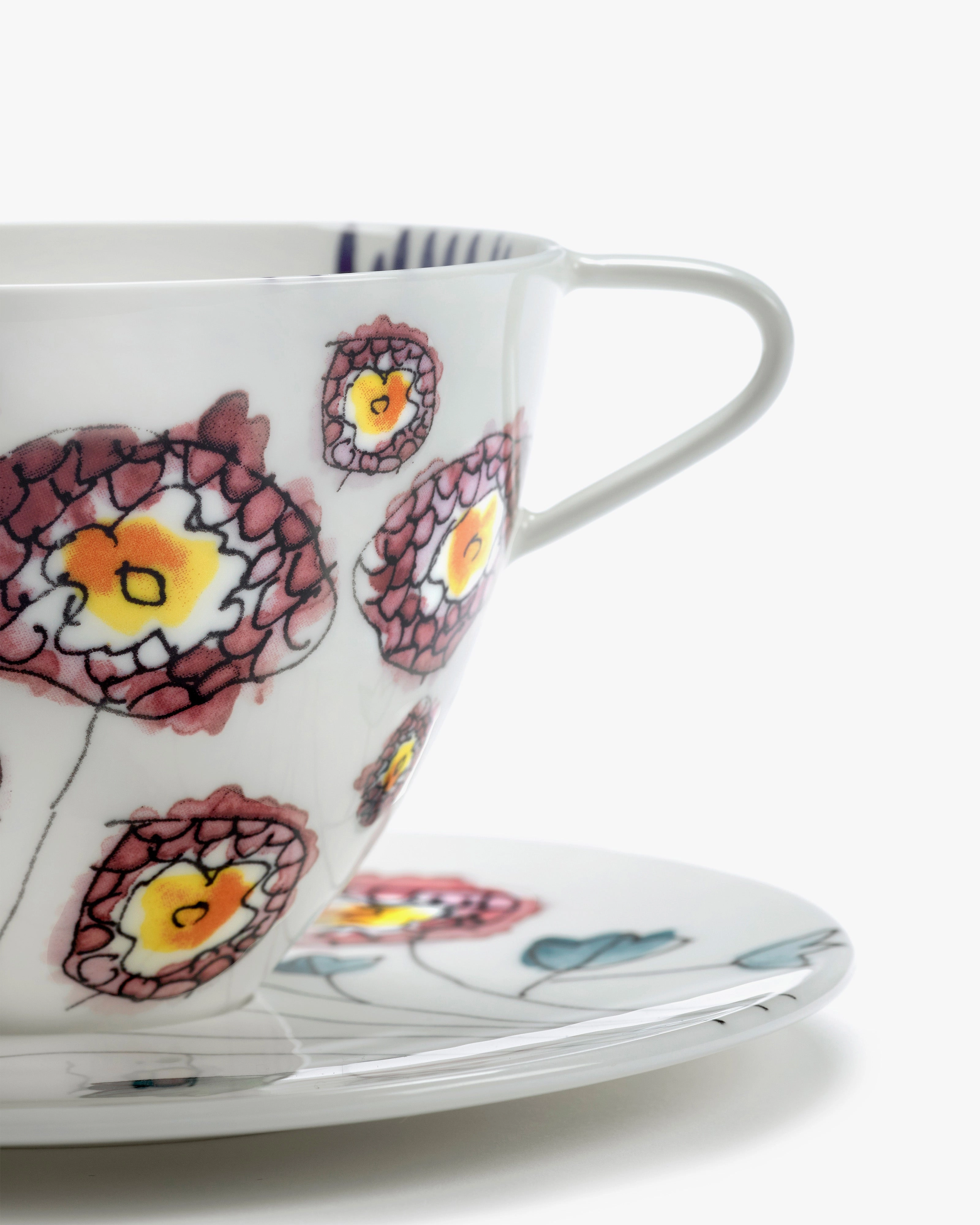 Cappuccino cup with saucer Anemone milk Midnight Flowers