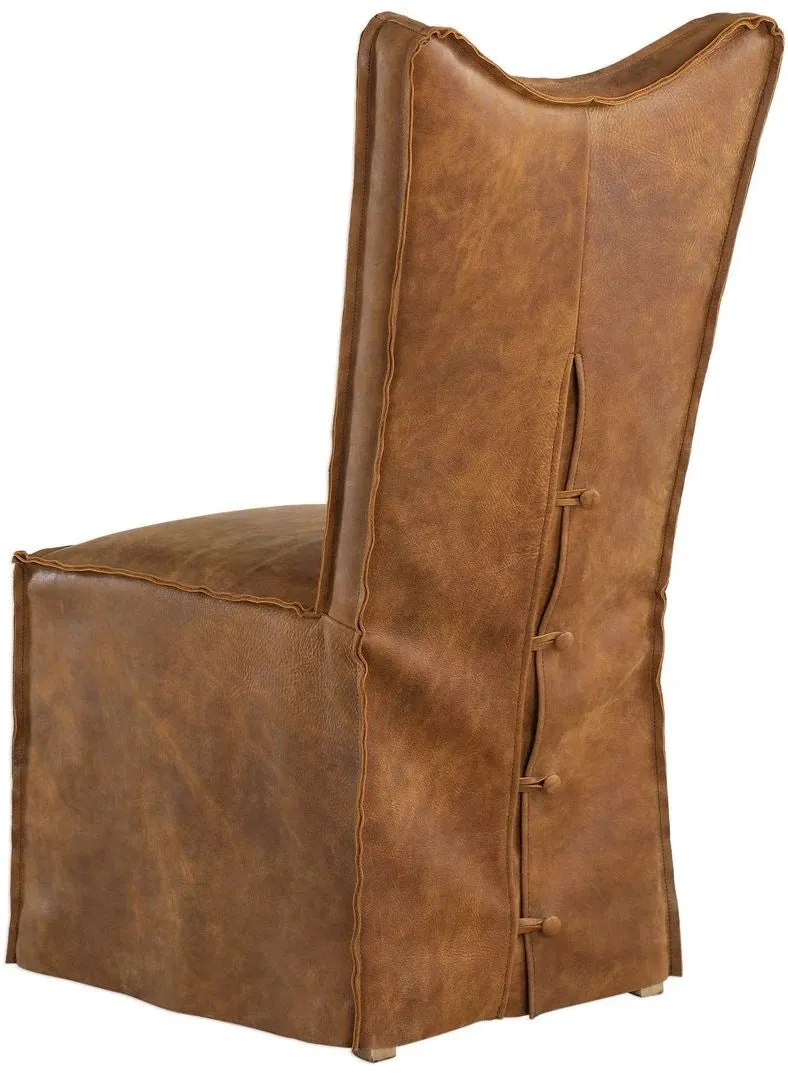 Carnegie Leather Slip-Cover Dining Chair Pair