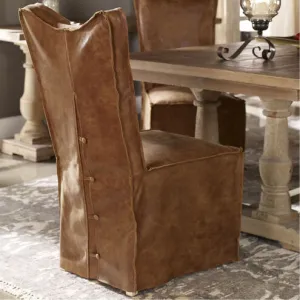 Carnegie Leather Slip-Cover Dining Chair Pair gaming chair, computer chair