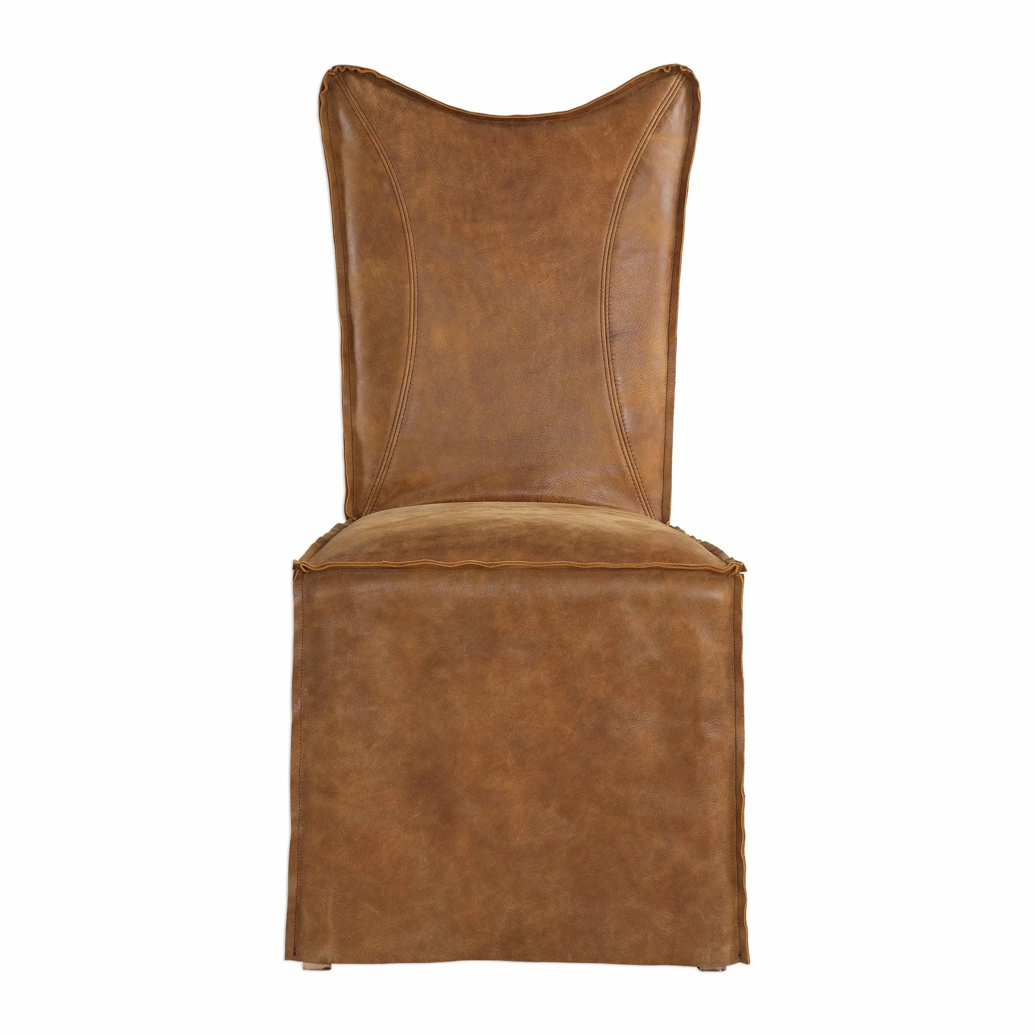 Carnegie Leather Slip-Cover Dining Chair Pair