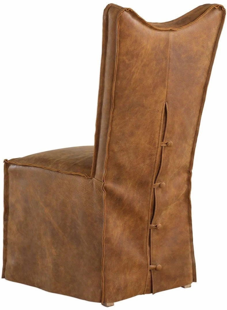 Carnegie Leather Slip-Cover Dining Chair Pair