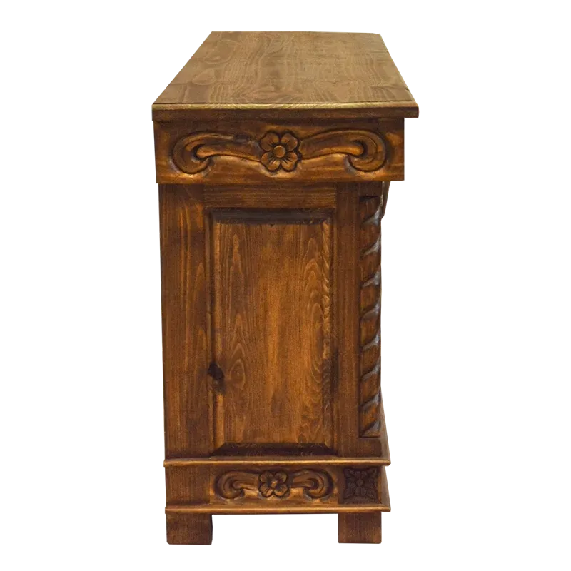 Carved Longhorn Storage Console Table